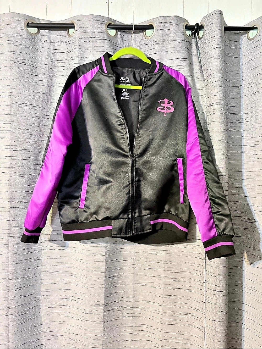 Buffy the Vampire Slayer Bomber Jacket Black & Purple XL